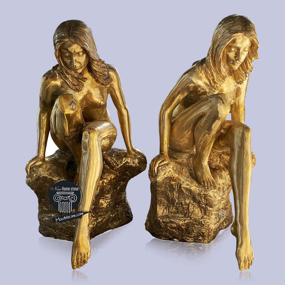 river side bronze statue of nude girls